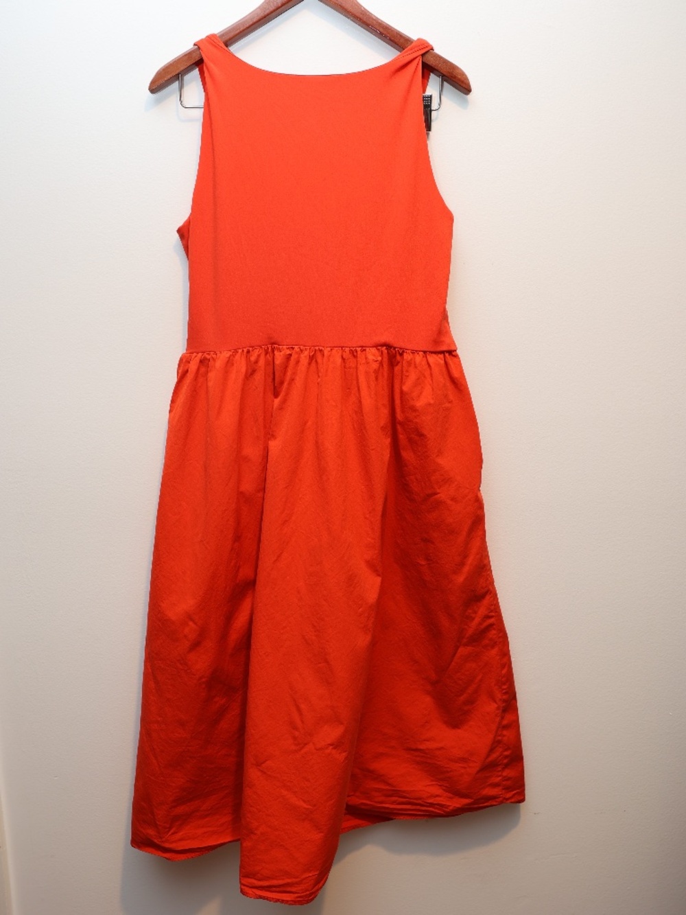 SPANXsmooth Orange Red Mixed Media Sleeveless Midi Dress